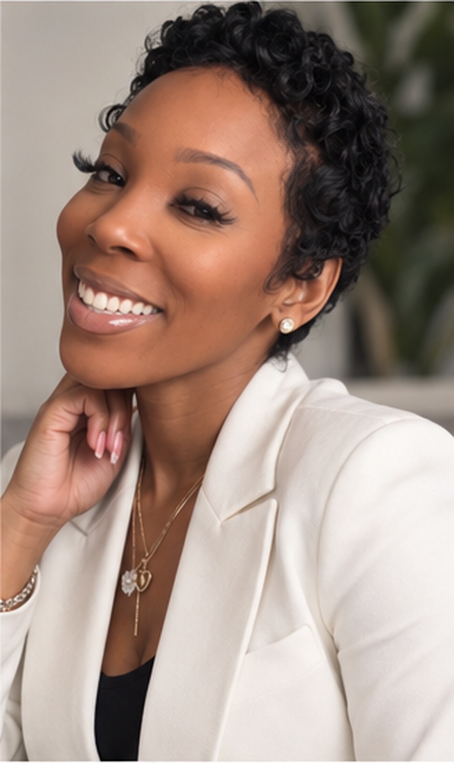 Khadeeja Muhammad in a white blazer